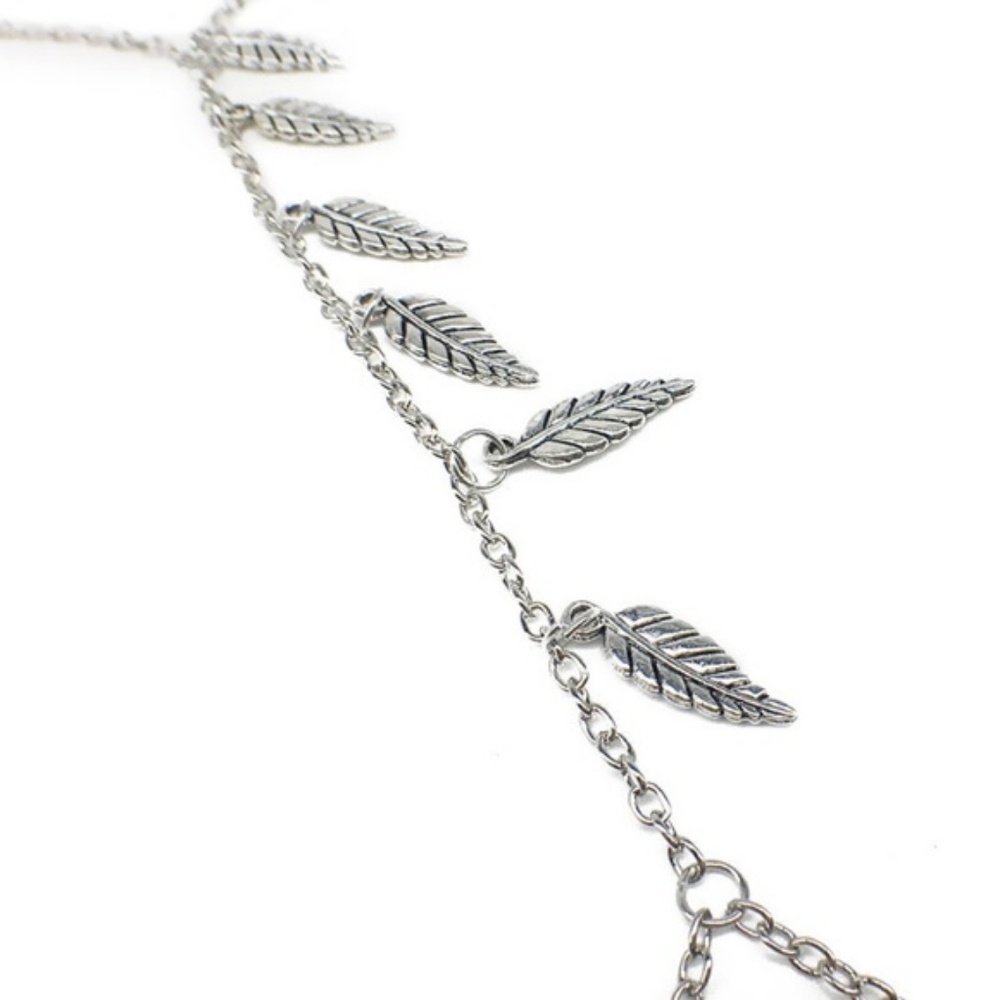 Silver Leaf Boho Barefoot Sandal Anklet - Picture 5 of 7